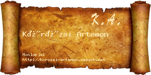 Körözsi Artemon névjegykártya